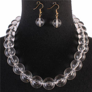 Clear Lucite Bead Necklace Earring set